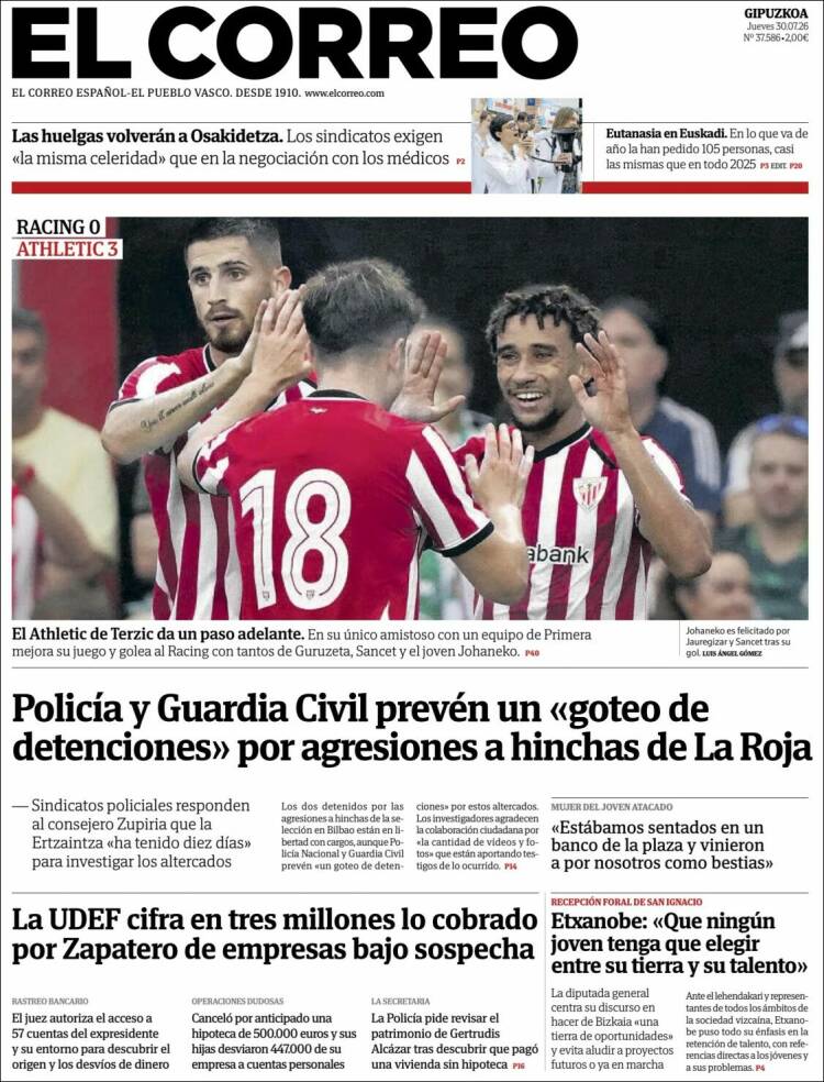 Portada de El Correo - Guipuzcoa (Espa&ntilde;a)