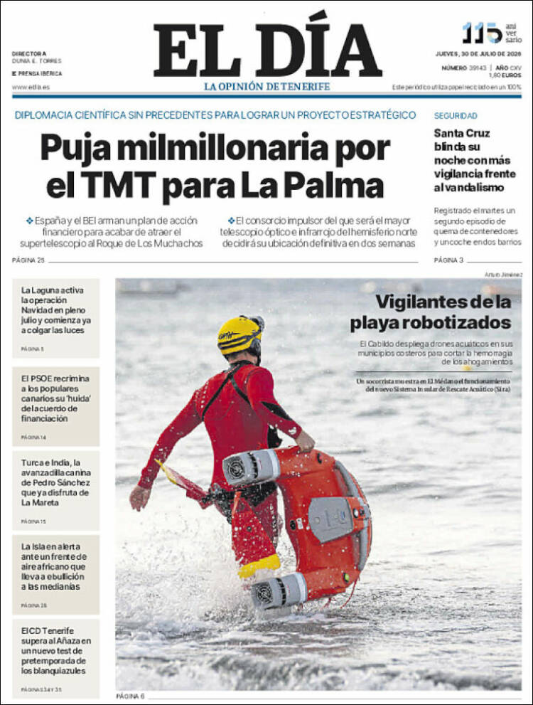 Portada de El Día (Espa&ntilde;a)