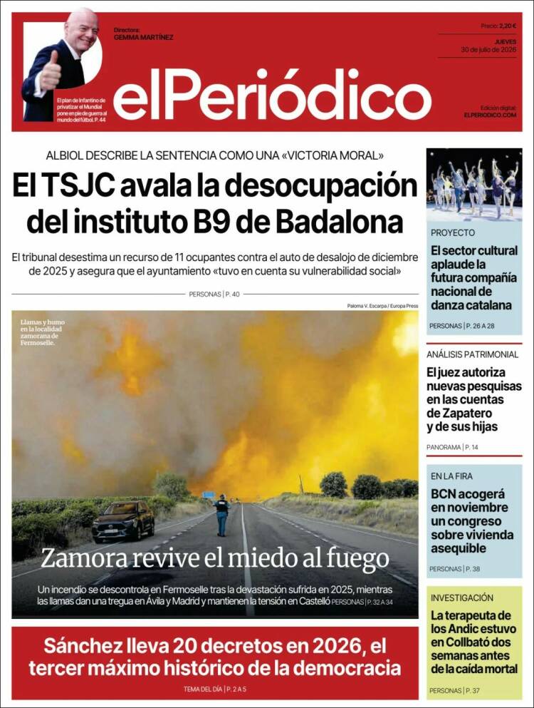 Portada de El Periódico (Espa&ntilde;a)