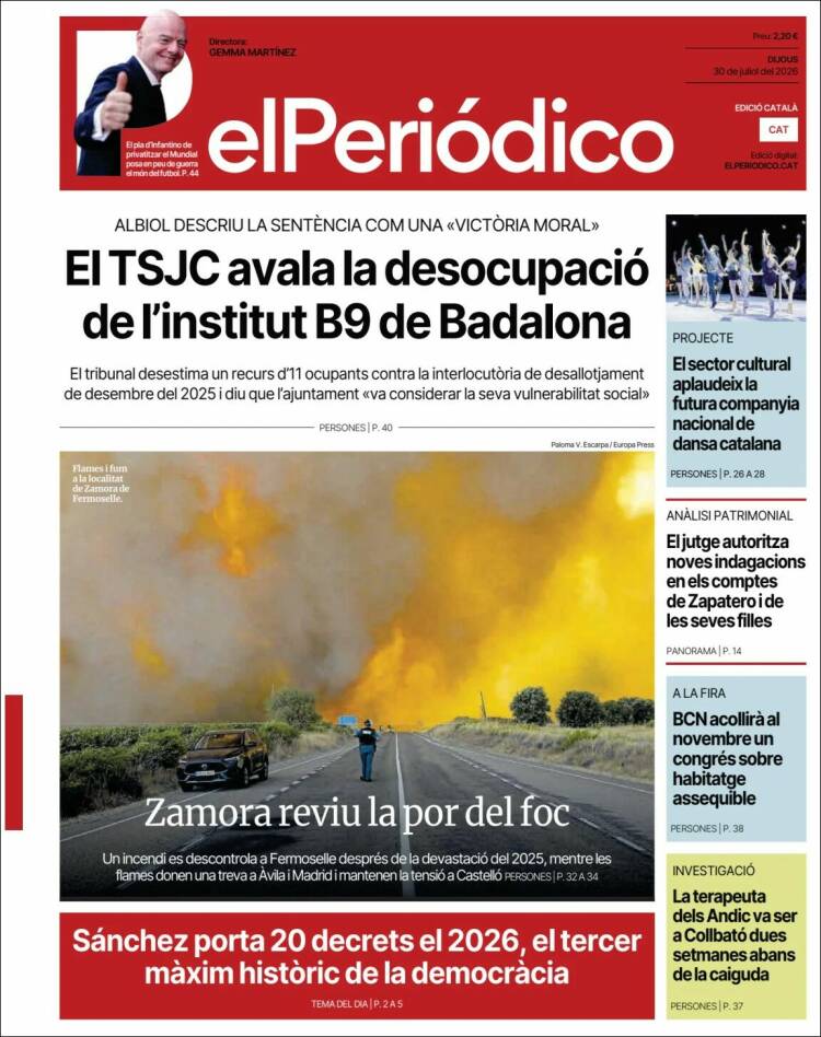 Portada de El Periódico de Catalunya (Espa&ntilde;a)