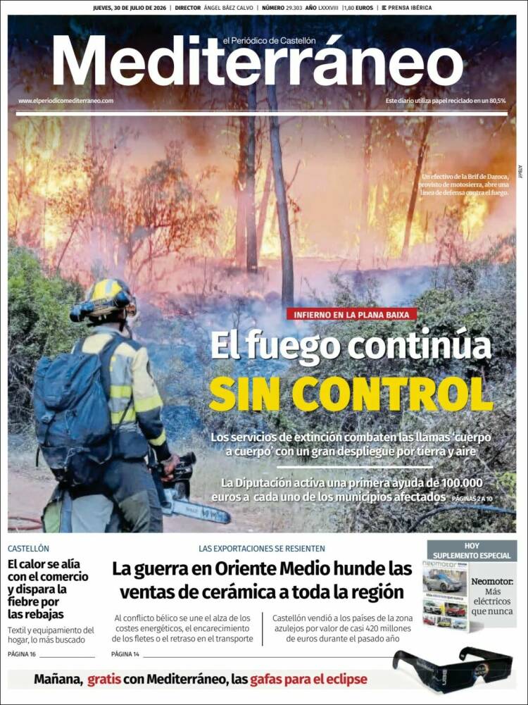 Portada de El Periódico Mediterraneo (Espa&ntilde;a)