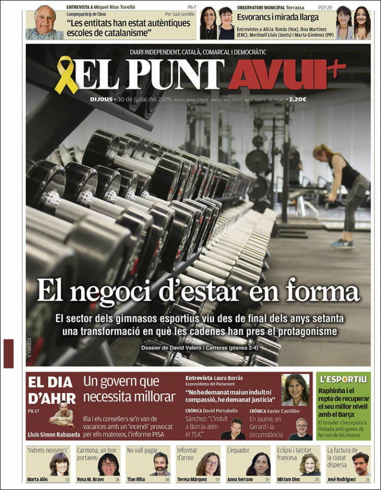 Portada de El Punt Avui (Espa&ntilde;a)