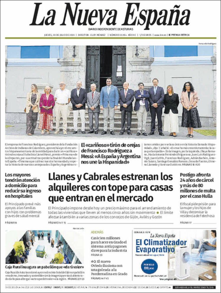 Portada de La Nueva España (Espa&ntilde;a)