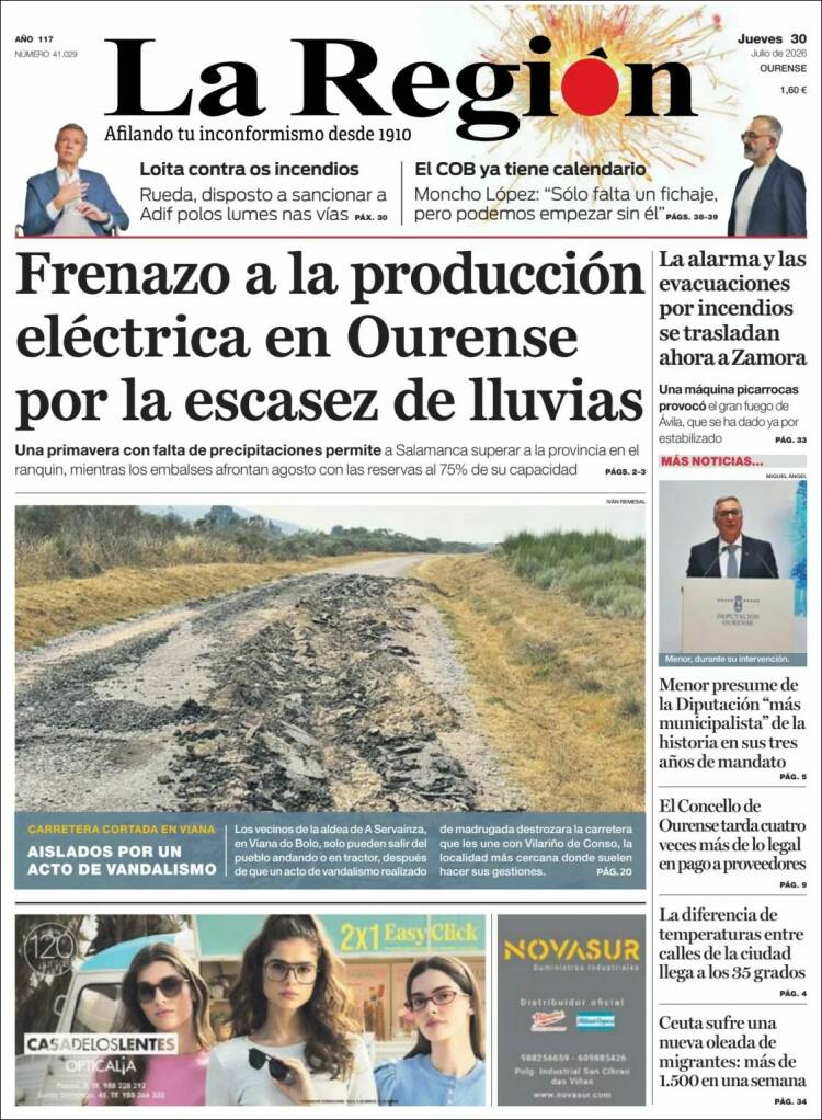 Portada de La Región de Ourense (Espa&ntilde;a)