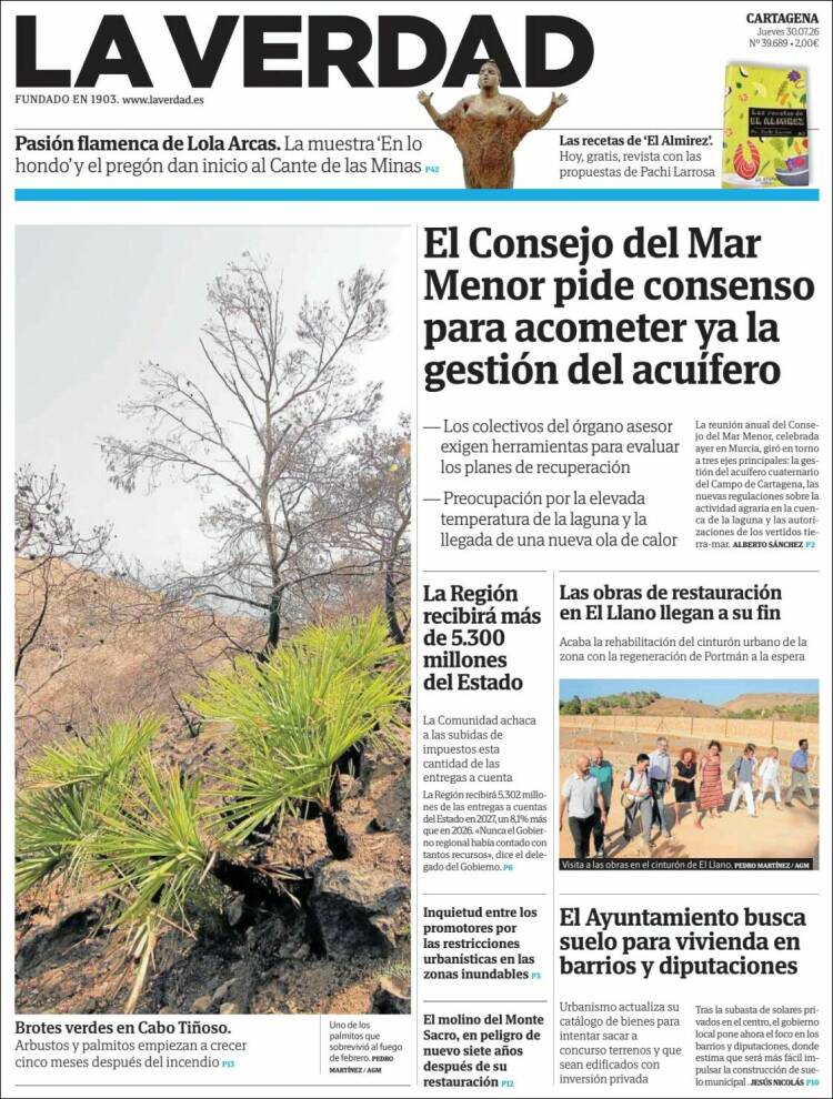 Portada de La Verdad de Cartagena (Espa&ntilde;a)