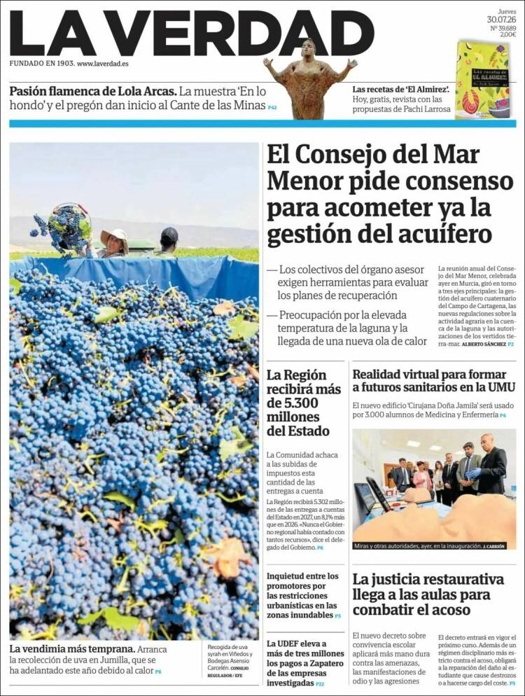 Portada de La Verdad de Murcia (Espa&ntilde;a)