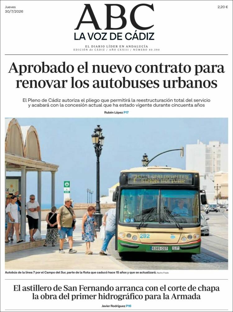 Portada de La Voz de Cádiz (Espa&ntilde;a)