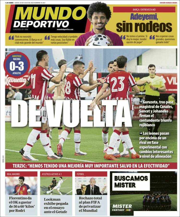Portada de Mundo Deportivo Bizkaia (Espa&ntilde;a)
