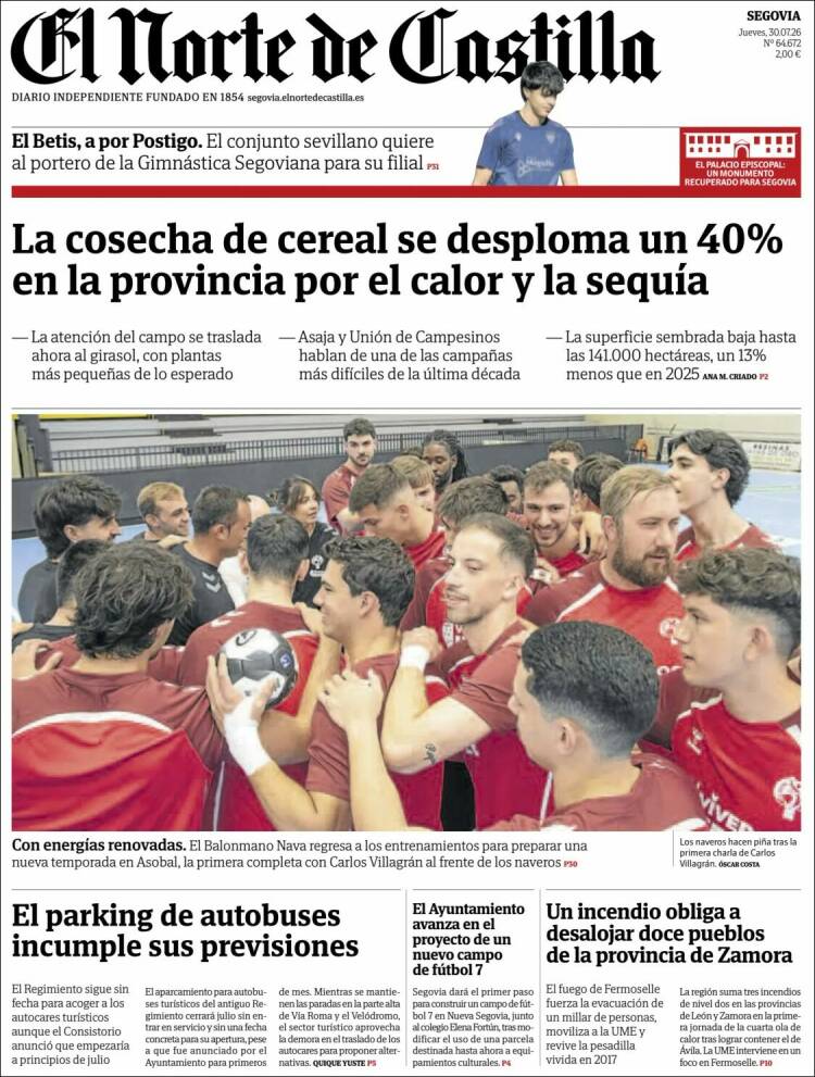 Portada de Norte de Castilla - Segovia (Espa&ntilde;a)