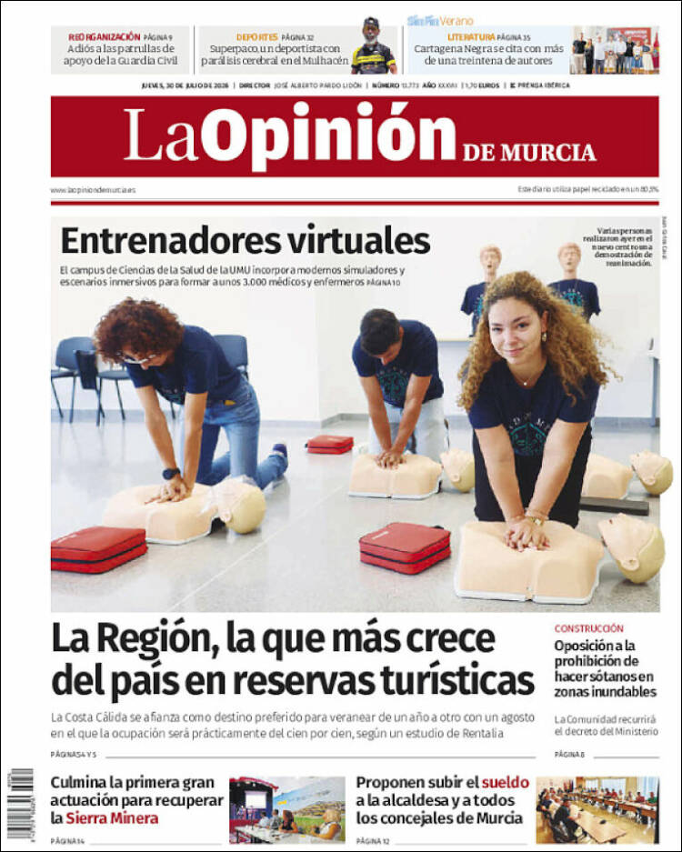 Portada de La Opinión de Murcia (Espa&ntilde;a)
