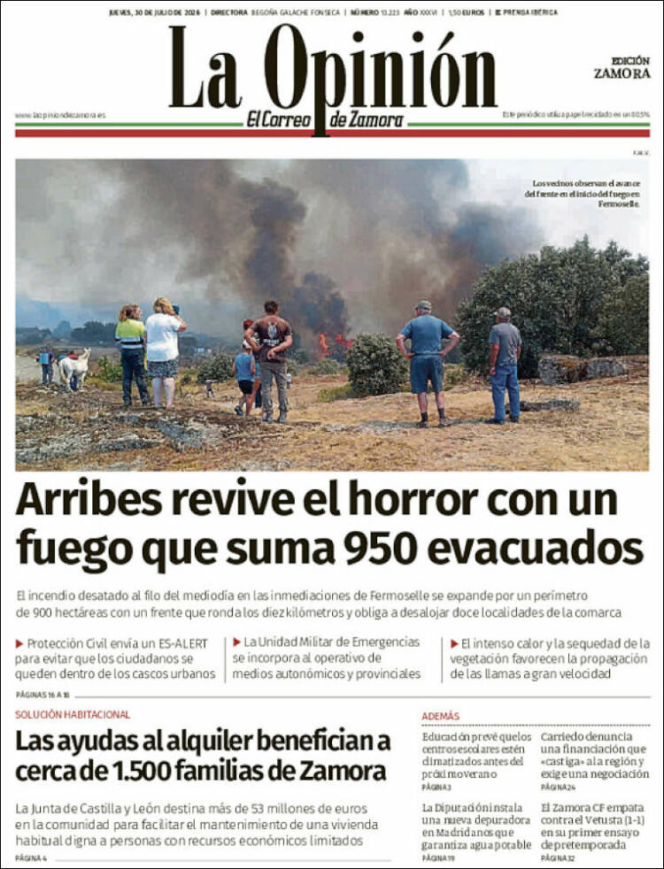 Portada de La Opinión - El Correo de Zamora (Espa&ntilde;a)