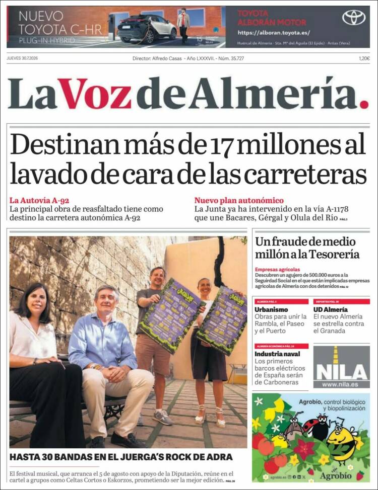 Portada de La Voz de Almería (Espa&ntilde;a)