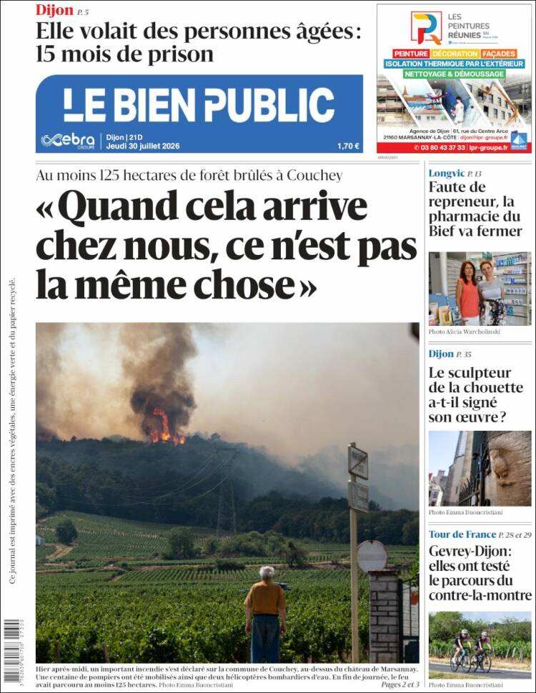 Portada de Le Bien Public (Francia)