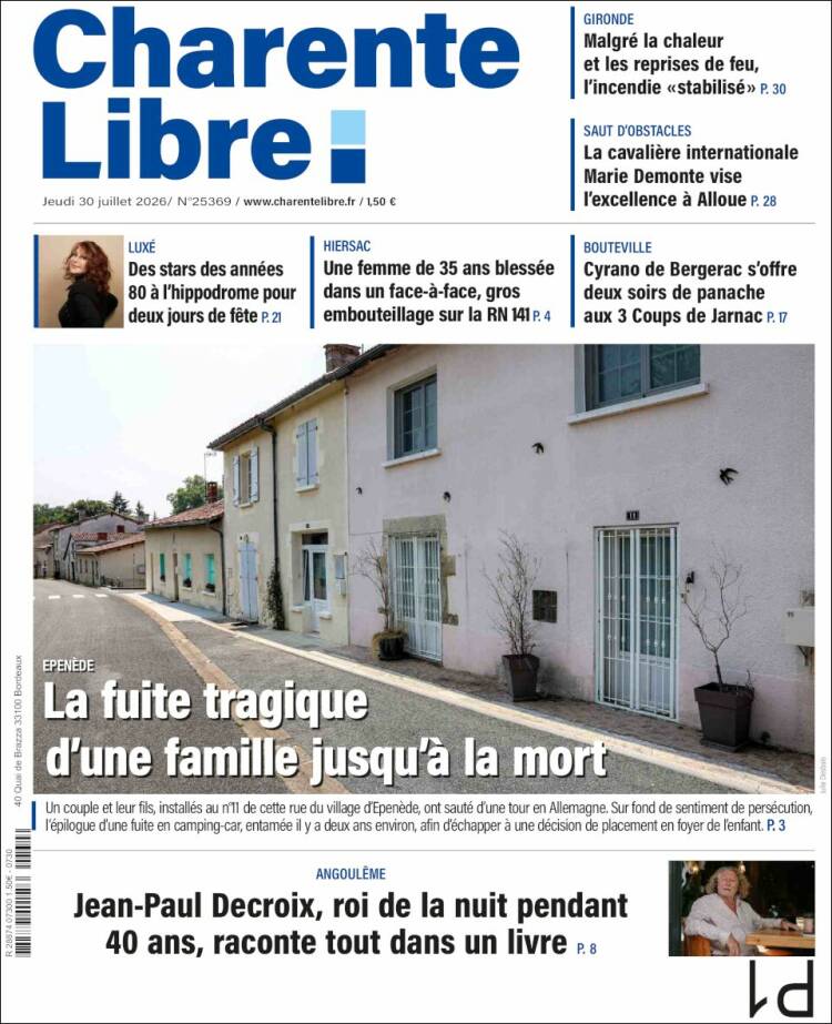 Portada de Charente Libre (Francia)