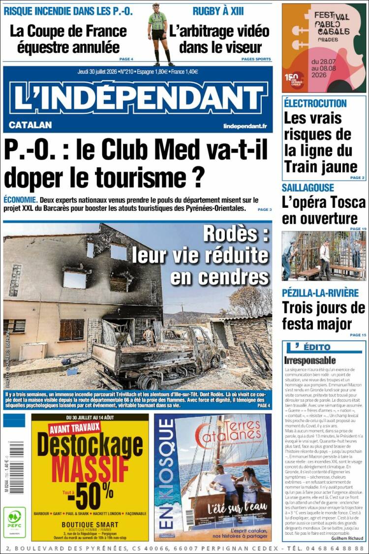 Portada de Le Indépendant (Francia)