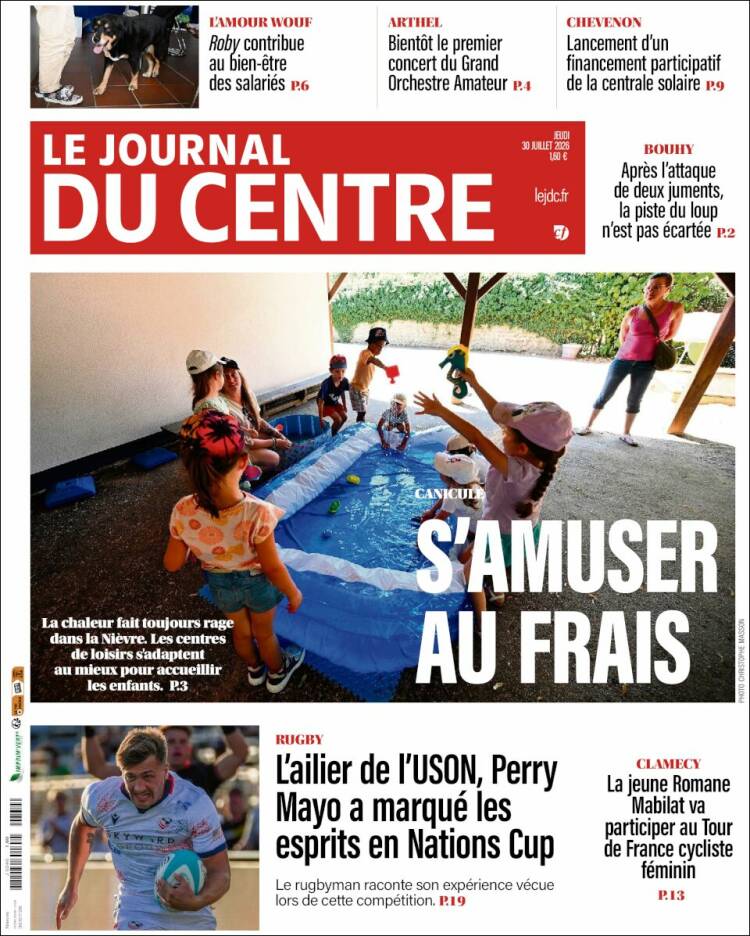 Portada de Le Journal du Centre (Francia)