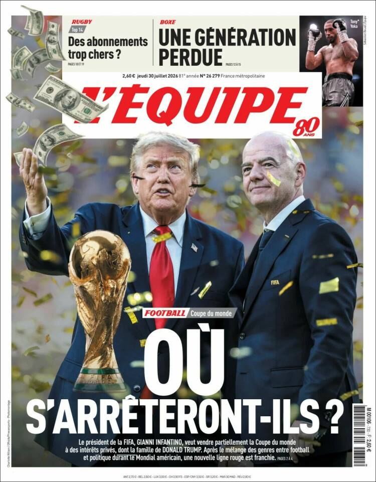 Portada de L'Equipe (Francia)