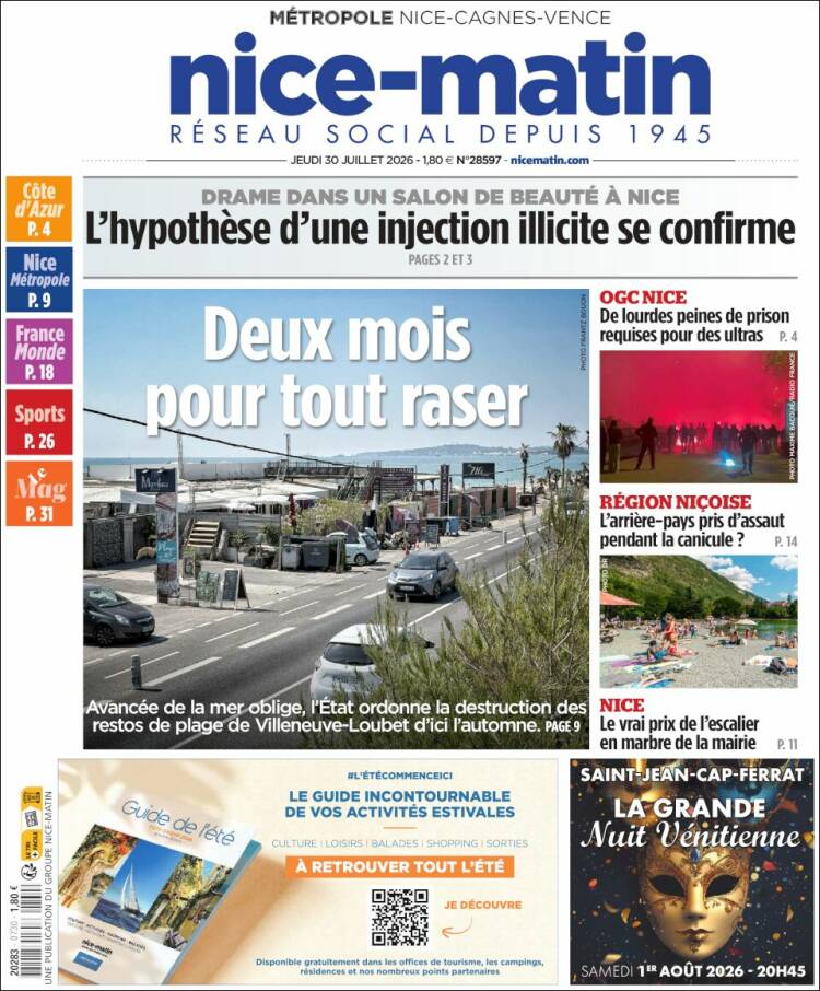Portada de Nice-Matin (Francia)