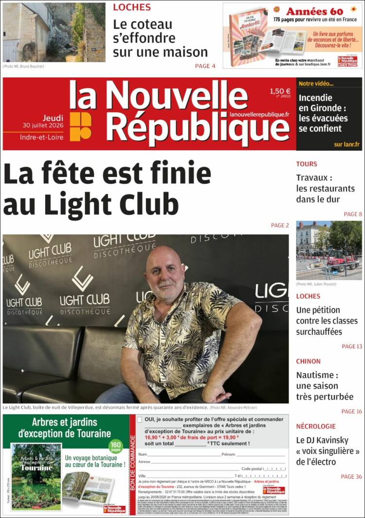 Portada de La Nouvelle Republique (Francia)