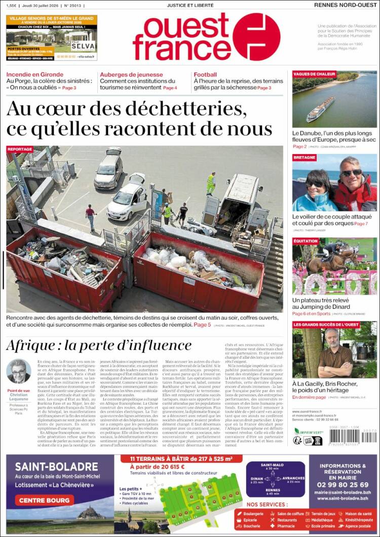 Portada de Ouest France (Francia)