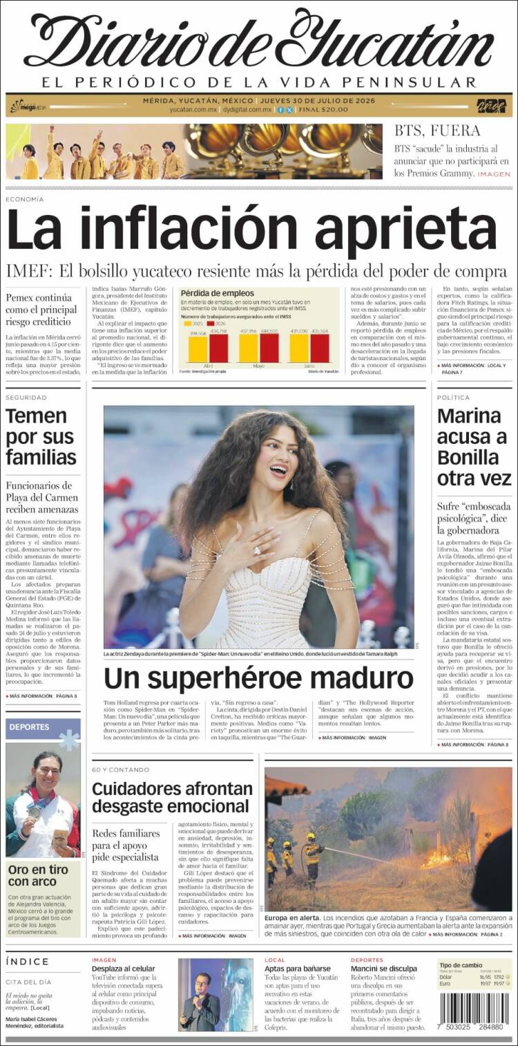 Portada de Diario de Yucatán (M&eacute;xico)