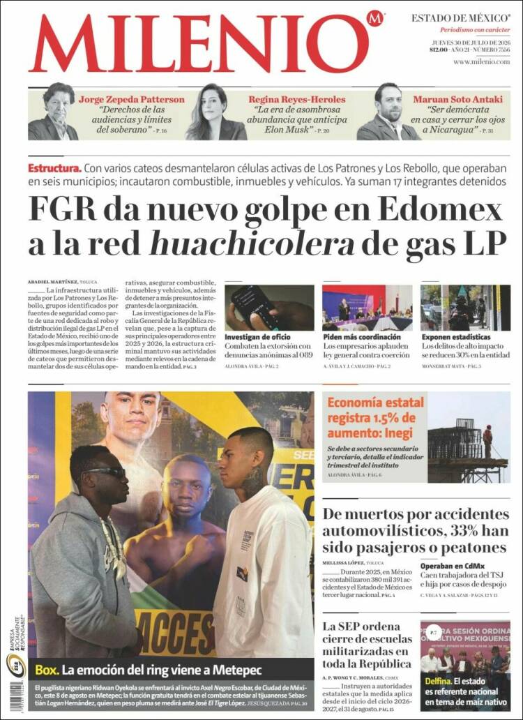 Portada de Milenio - Estado de México (M&eacute;xico)
