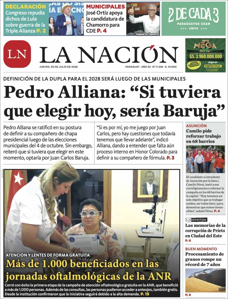 Portada de La Nación (Paraguay)