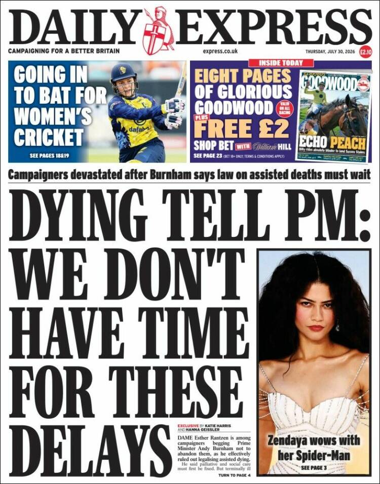 Portada de Daily Express (Reino Unido)
