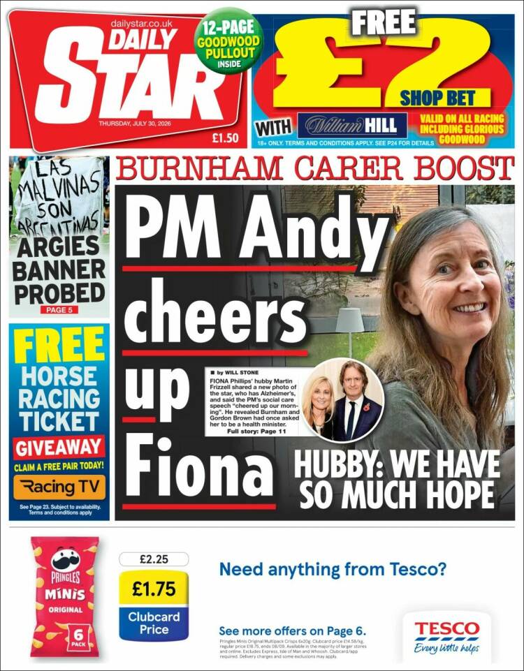 Portada de Daily Star (Reino Unido)
