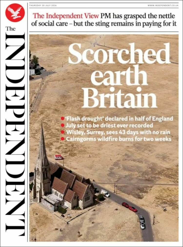 Portada de The Independent (Reino Unido)