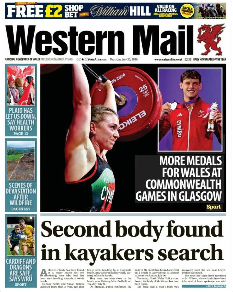 Portada de Western Mail (Reino Unido)
