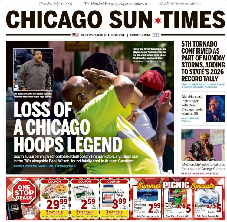 Portada de Chicago Sun-Times (USA)