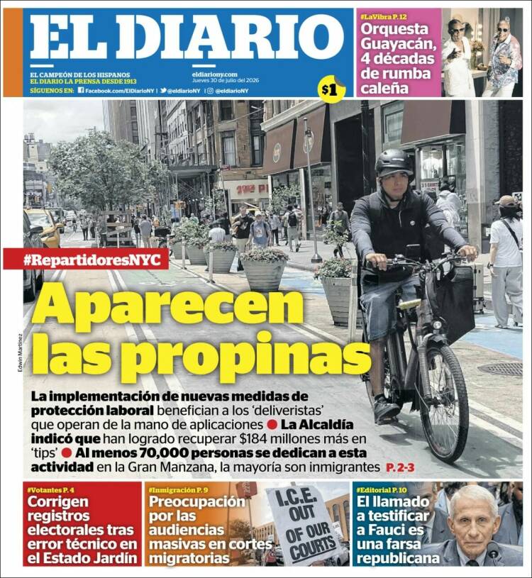 Portada de El Diario NY (USA)