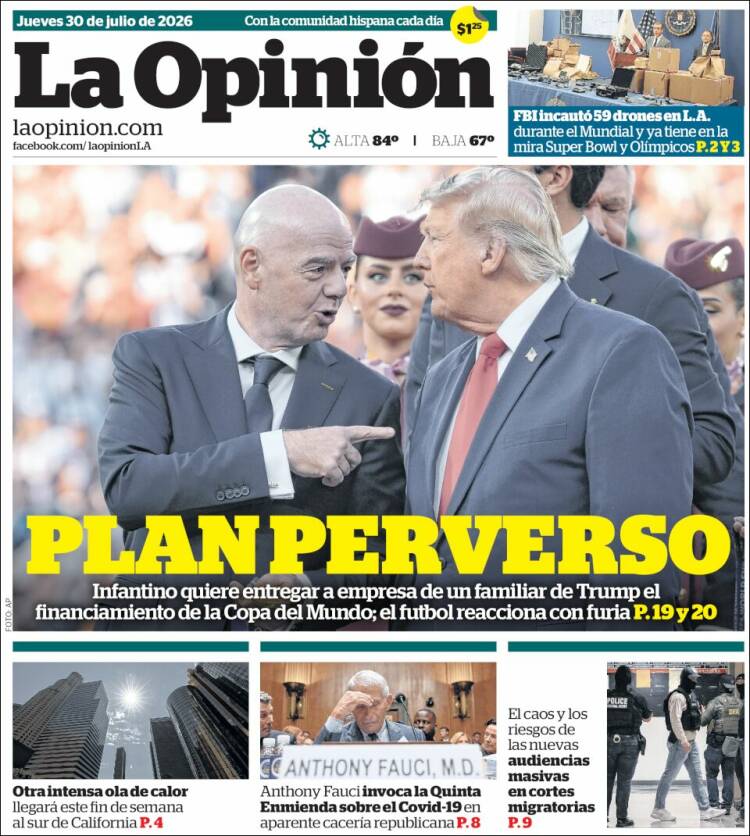 Portada de La Opinión (USA)