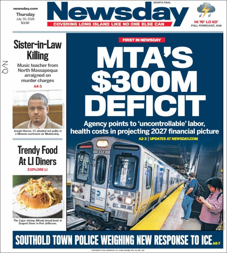 Portada de Newsday (USA)