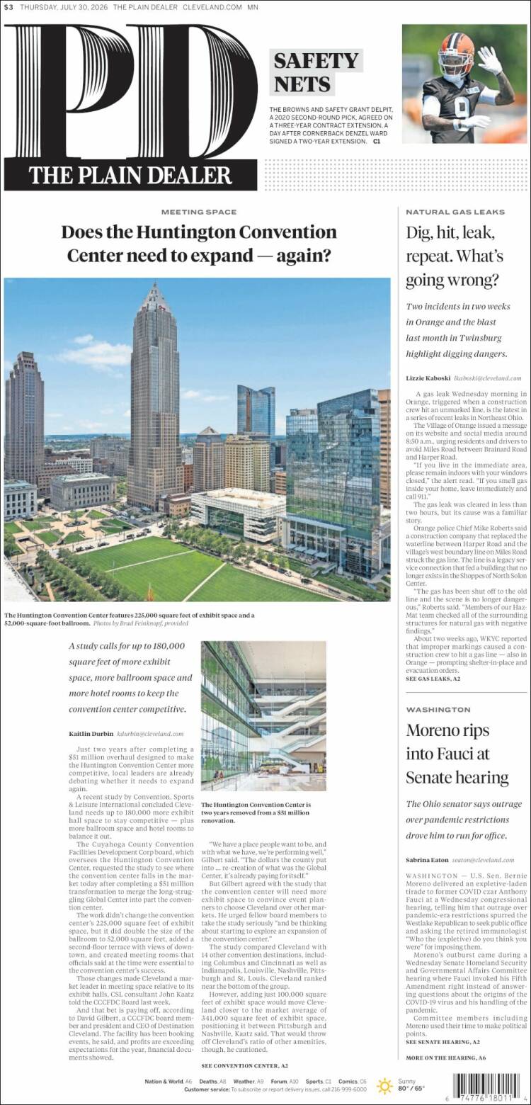 Portada de The Plain Dealer (USA)