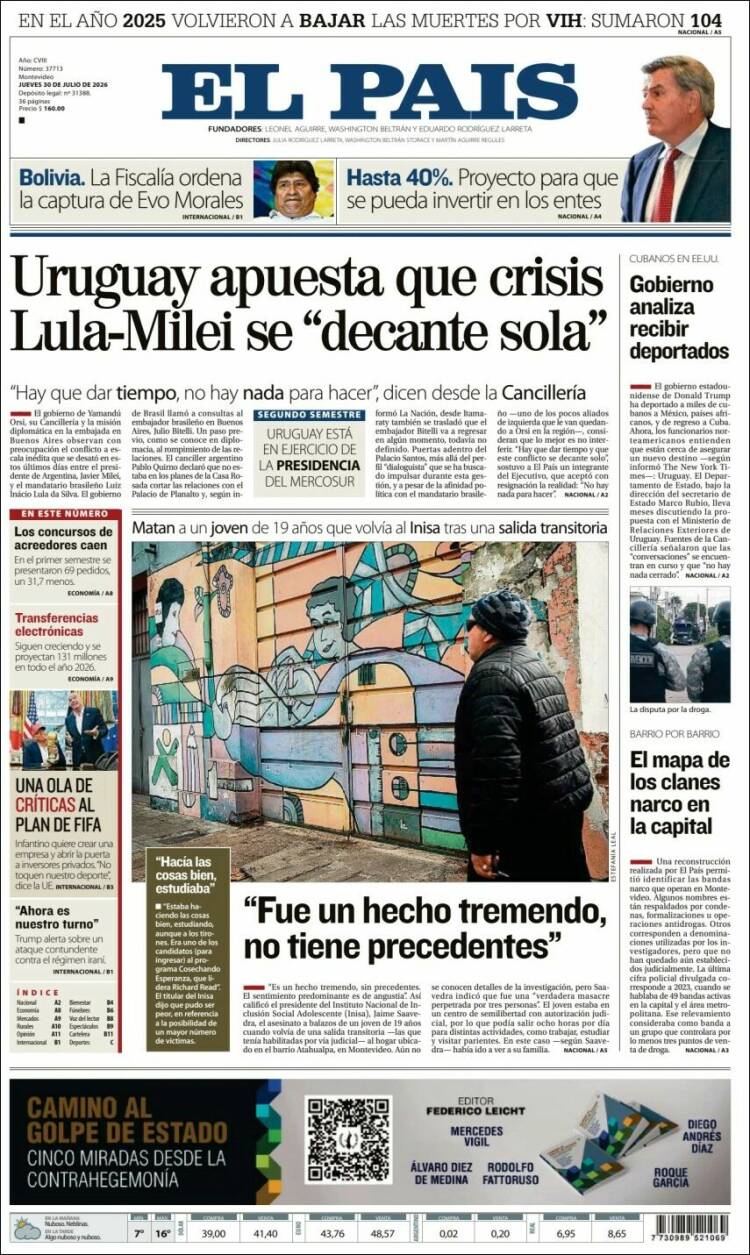 Portada de El País (Uruguay)