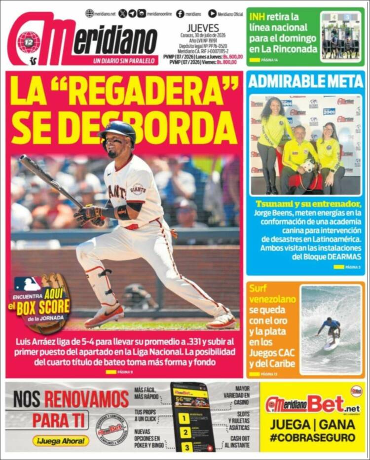 Portada de Meridiano (Venezuela)