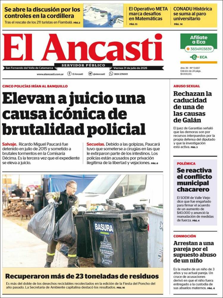Portada de El Ancasti (Argentina)