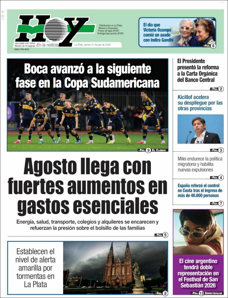 Portada de Diario Hoy (Argentina)