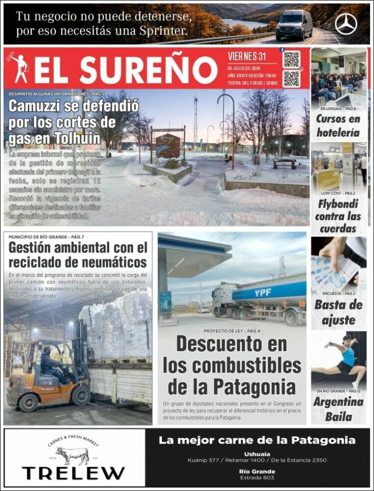 Portada de Diario El Sureño (Argentina)