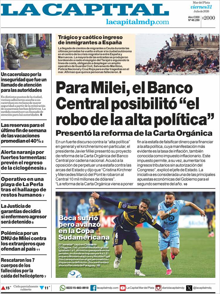 Portada de Diario La Capital - Mar del Plata (Argentina)