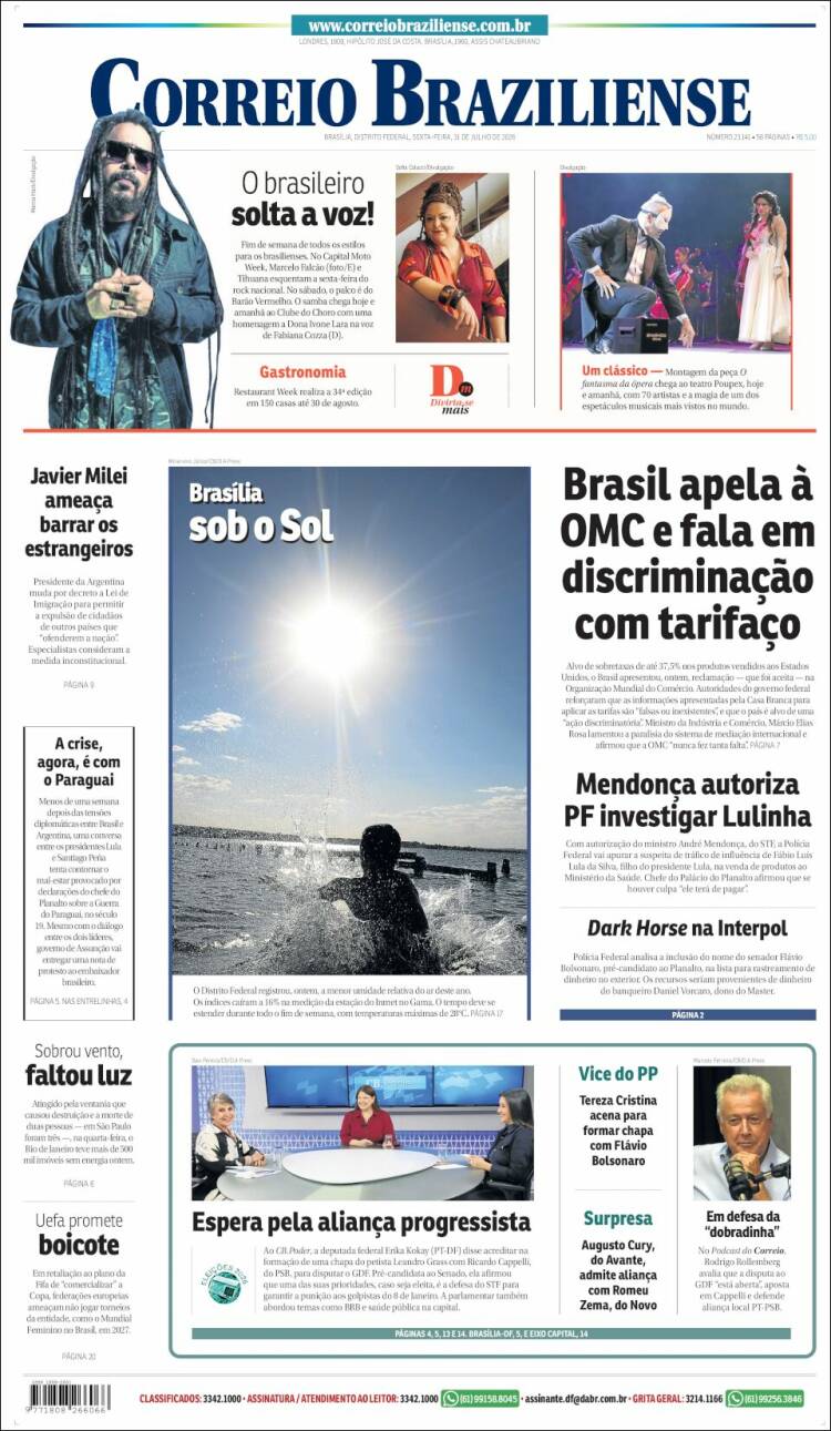 Portada de Correio Braziliense (Brasil)