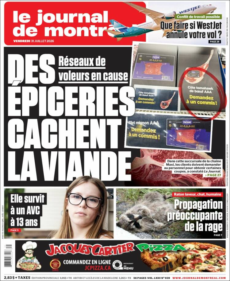 Portada de Le Journal de Montréal (Canad&aacute;)