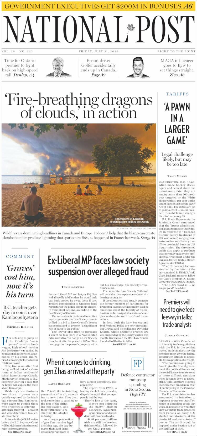 Portada de The National Post (Canad&aacute;)