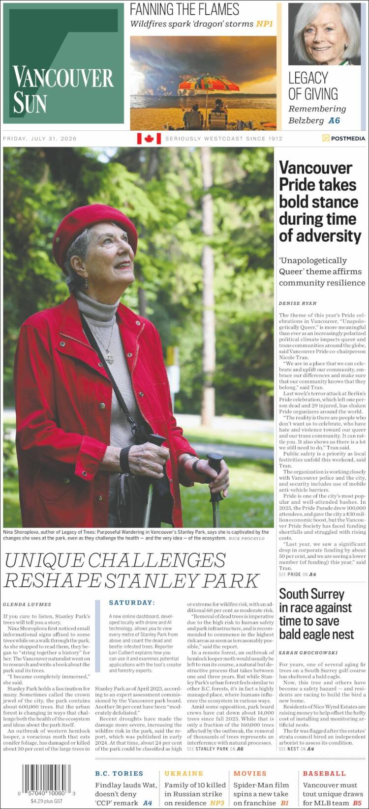 Portada de The Vancouver Sun (Canad&aacute;)