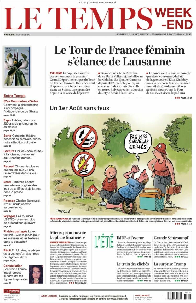 Portada de Le Matin (Suiza)