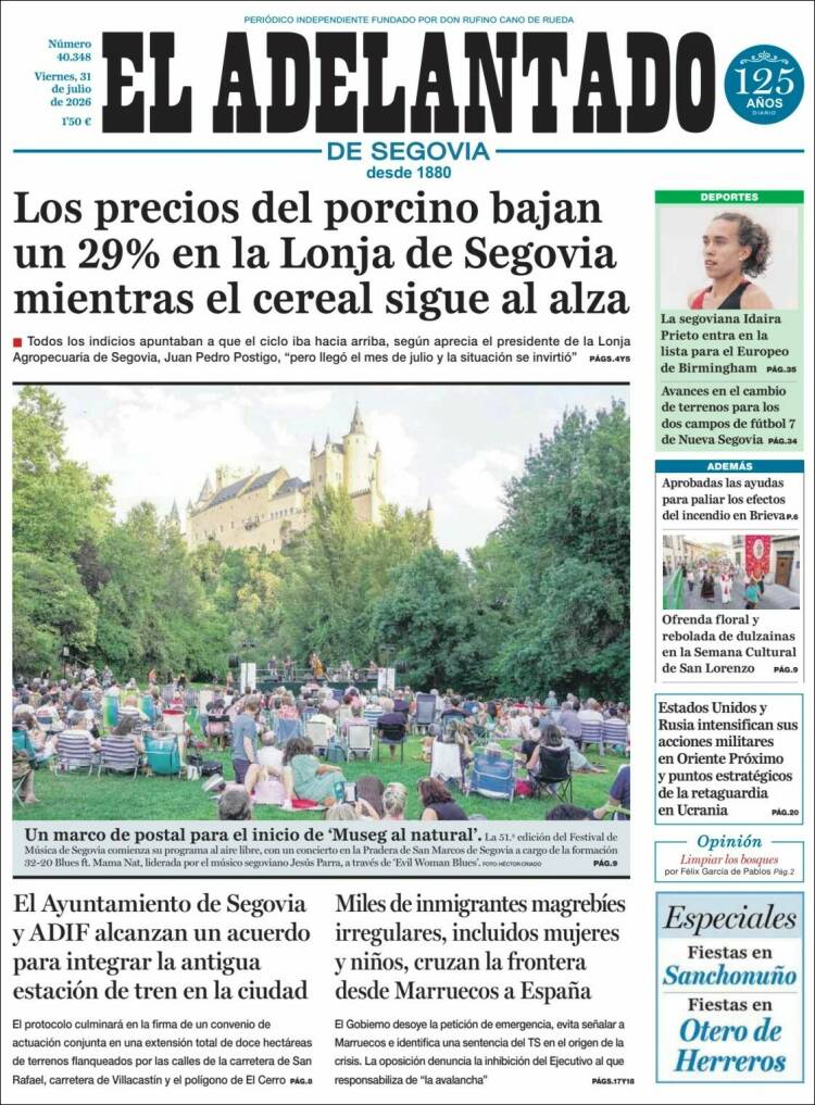 Portada de El Adelantado de Segovia (Espa&ntilde;a)