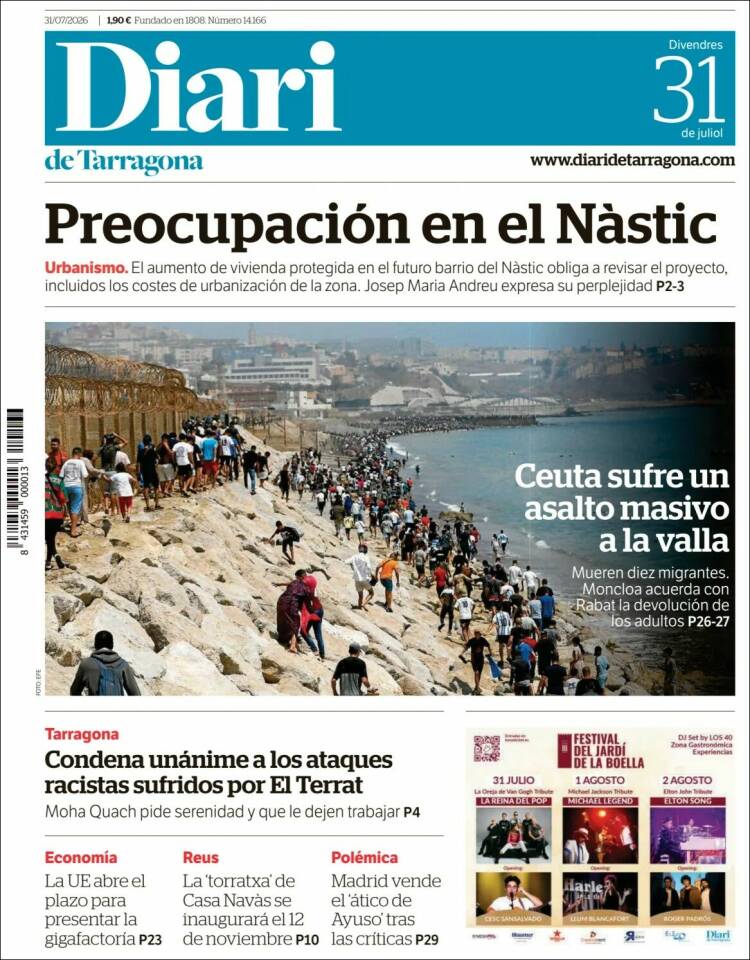 Portada de Diari de Tarragona (Espa&ntilde;a)