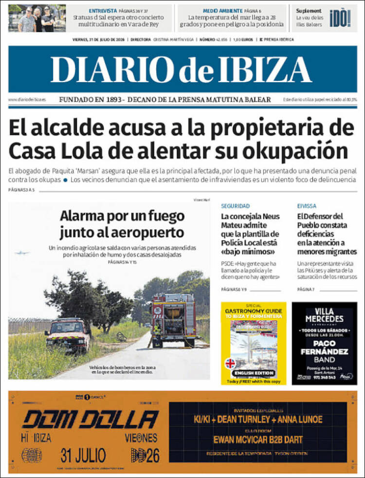 Portada de Diario de Ibiza (Espa&ntilde;a)